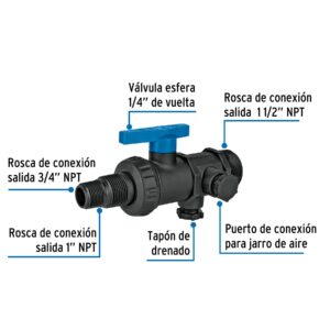 Multiconector polipropileno para tinaco, con válvula, FOSET - Imagen 5