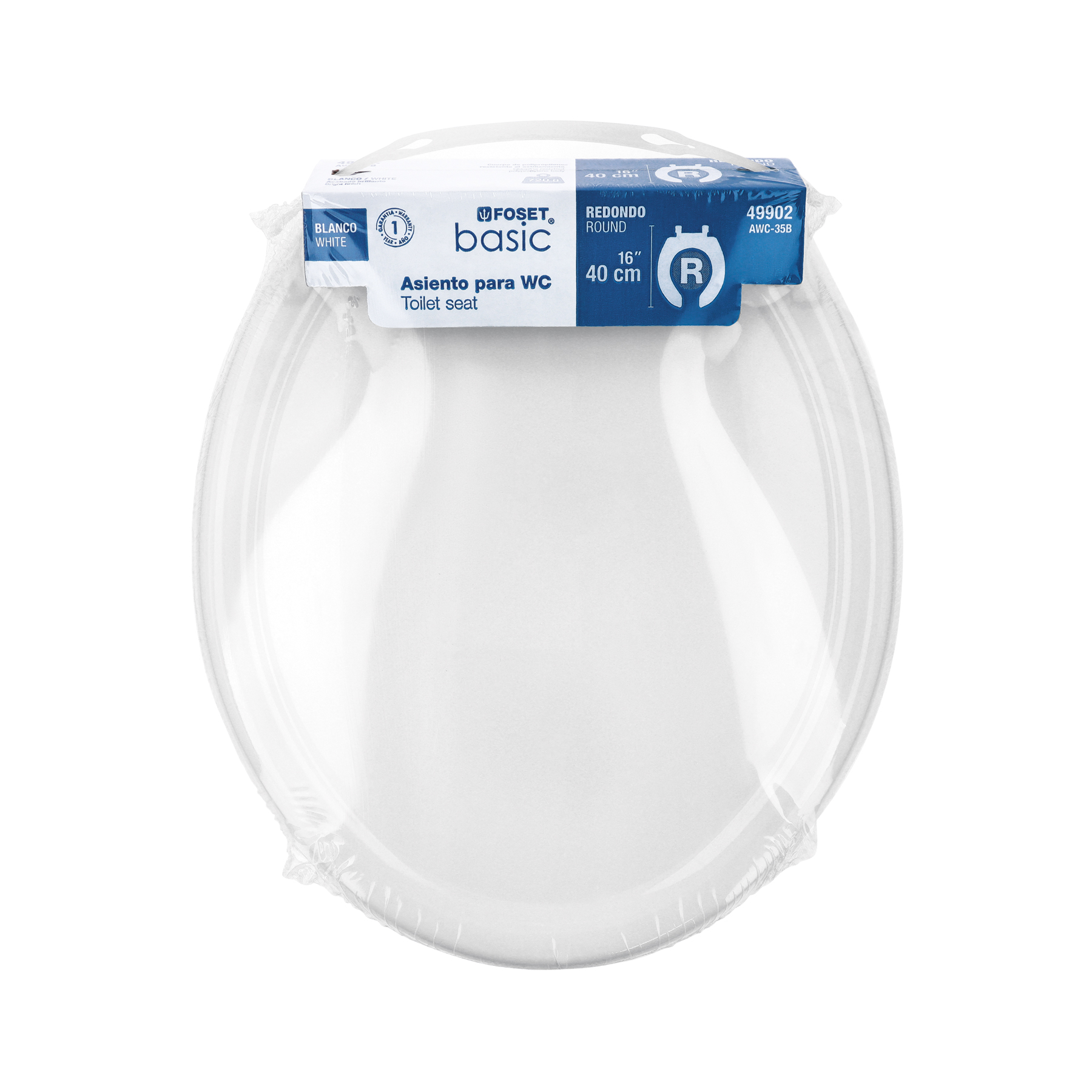 Asiento redondo ligero para WC, abierto, blanco, BASIC - Imagen 6