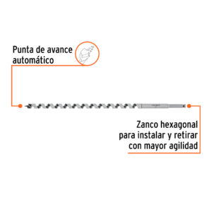 Broca auger tipo berbiquí 5/8' X 18', TRUPER - Imagen 3