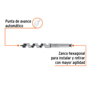Broca auger tipo berbiquí 5/8' X 6', TRUPER - Imagen 3