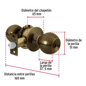 Cerradura tipo esfera, cilíndrico, recámara, antiguo, BASIC - Imagen 7
