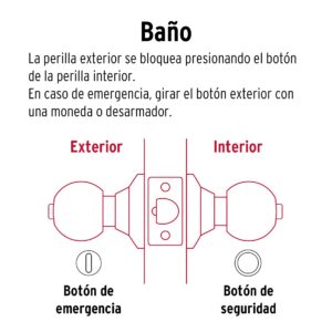 Cerradura tipo esfera, cilíndrico, baño, brillante, BASIC - Imagen 5