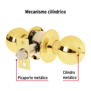Cerradura tipo esfera, cilíndrico, entrada, brillante, BASIC - Imagen 4