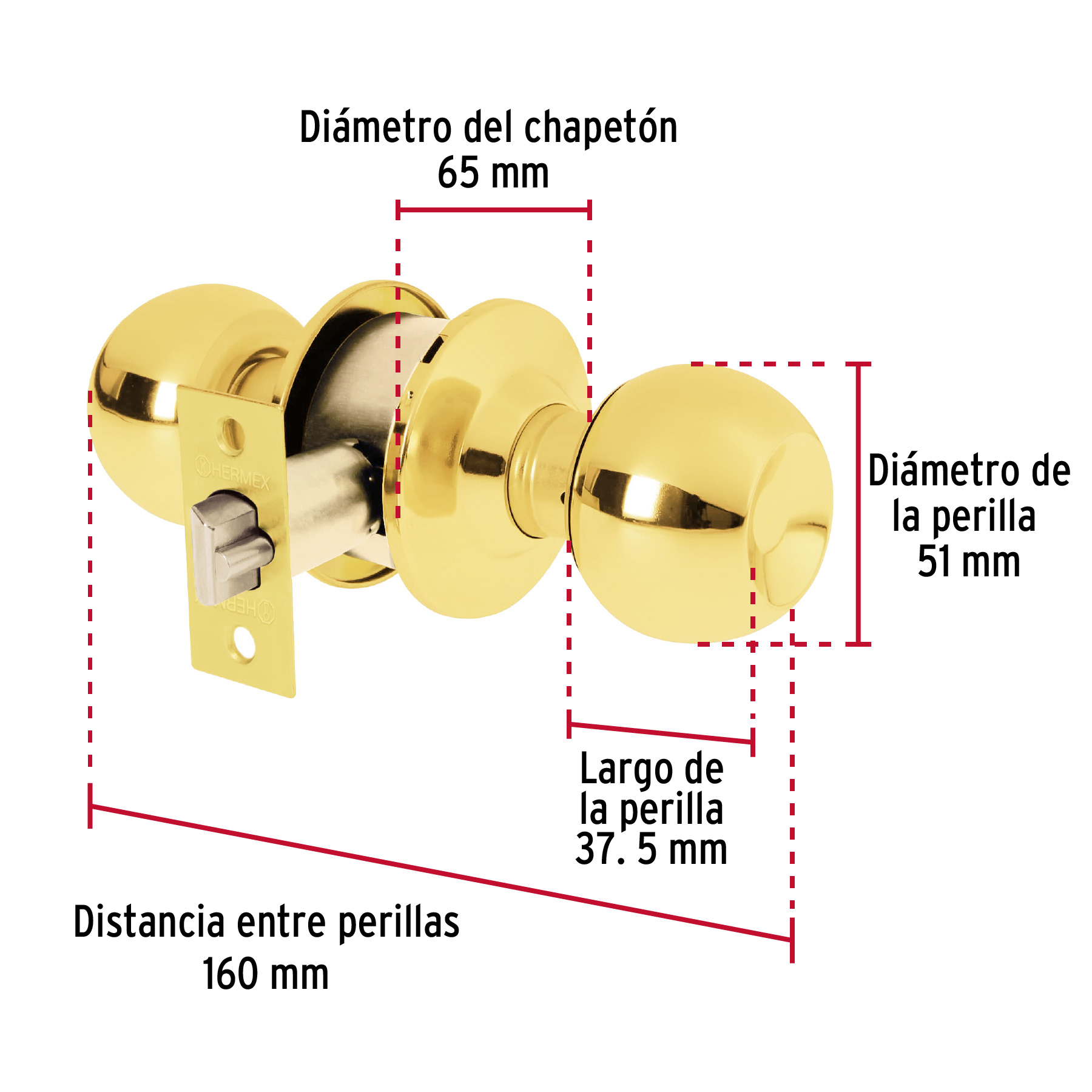 Cerradura tipo esfera, cilíndrico, entrada, brillante, BASIC - Imagen 7