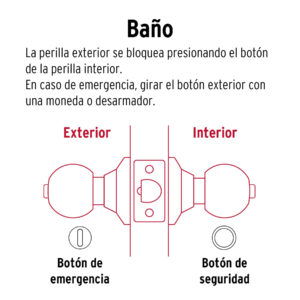 Cerradura tipo esfera, cilíndrico, baño, negro, BASIC - Imagen 4