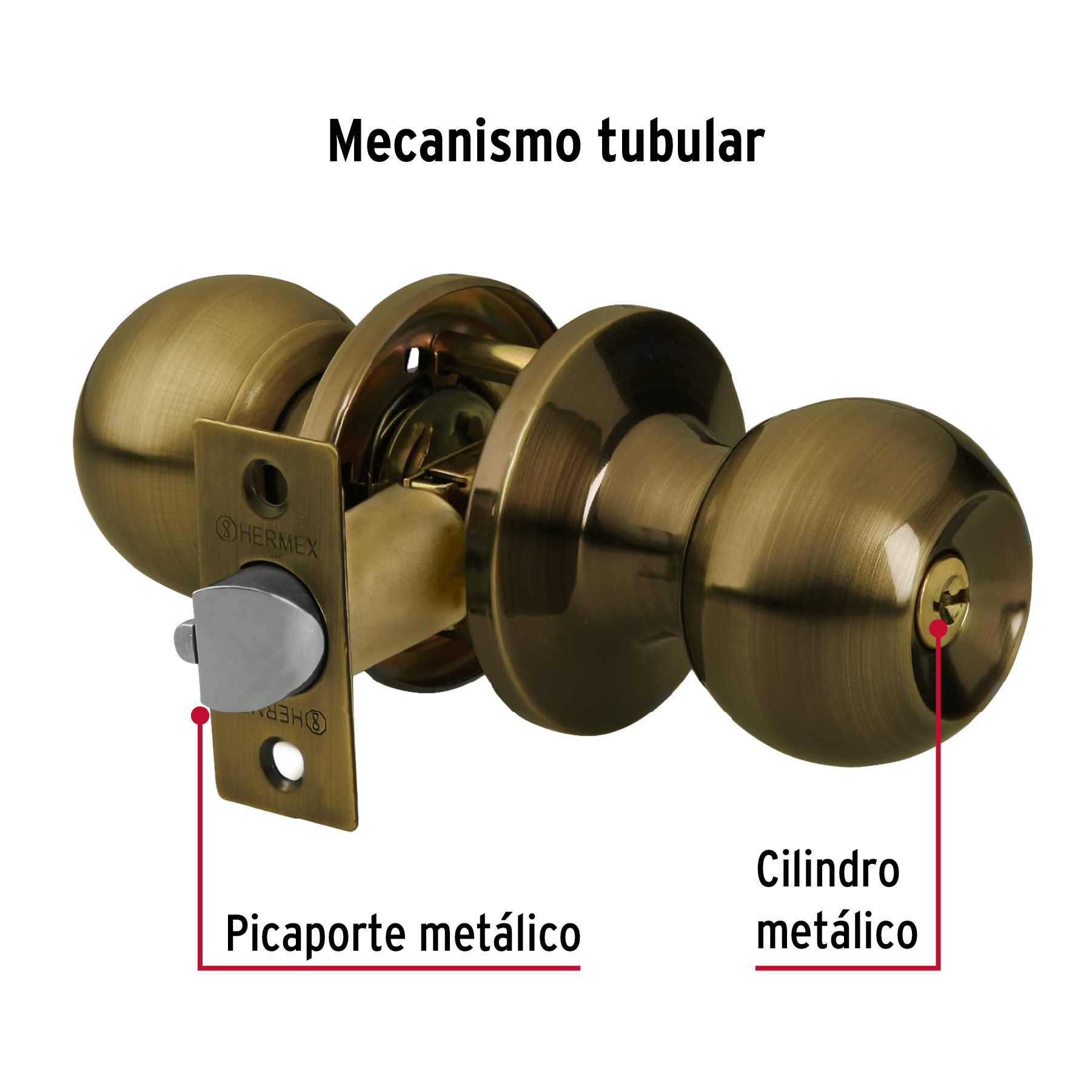 Cerradura tipo esfera, tubular, entrada, antiguo, BASIC - Imagen 4