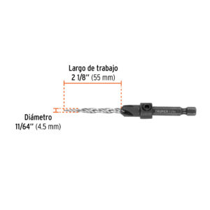 Broca avellanadora #8 para madera, 11/64', TRUPER - Imagen 4