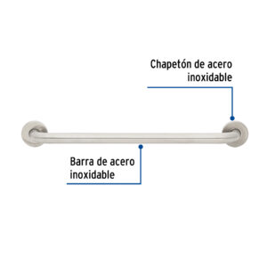 Barra recta de seguridad, acero inoxidable, 60cm, FOSET - Imagen 3