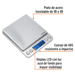Báscula electrónica de precisión, de bolsillo, 500 g, TRUPER - Imagen 4