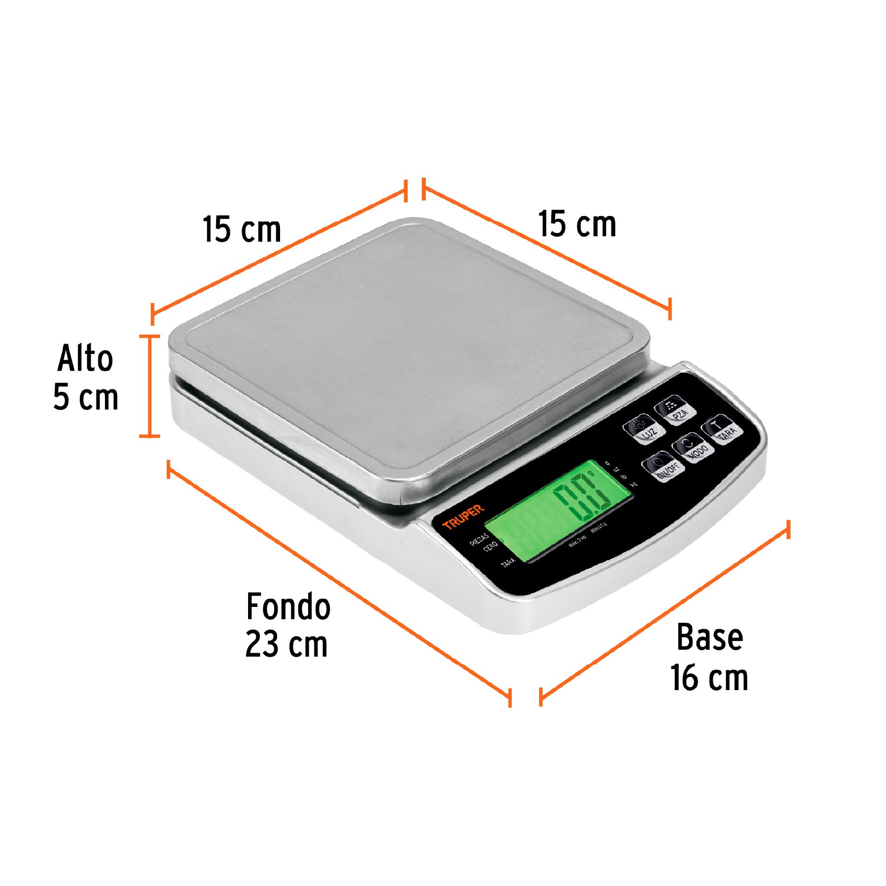 Báscula electrónica de precisión, recargable, 3 kg, TRUPER - Imagen 3