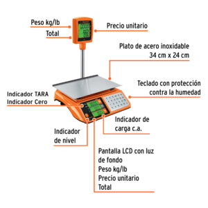 Báscula electrónica multifunciones con torreta 40 kg, TRUPER - Imagen 4