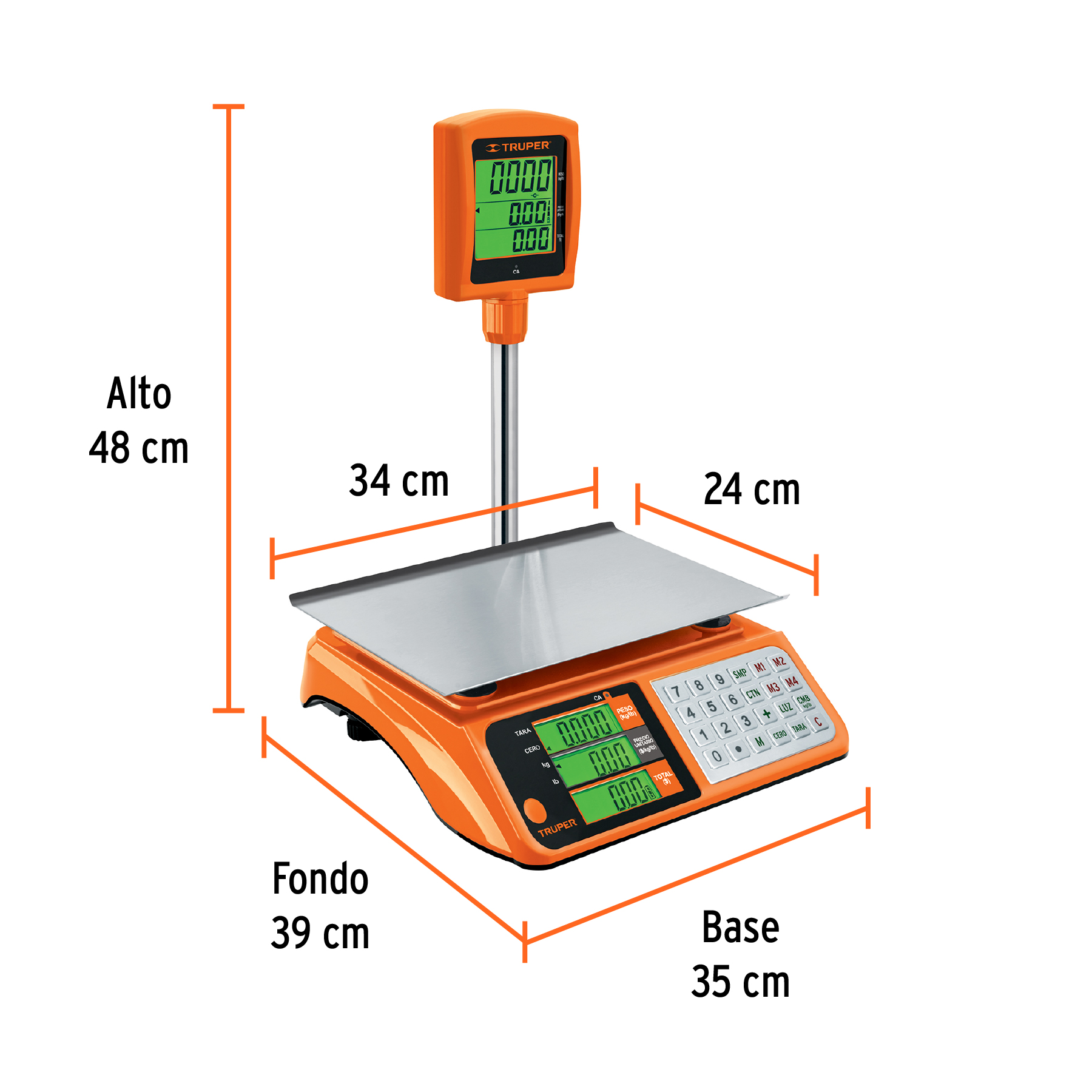 Báscula electrónica multifunciones con torreta 40 kg, TRUPER - Imagen 6