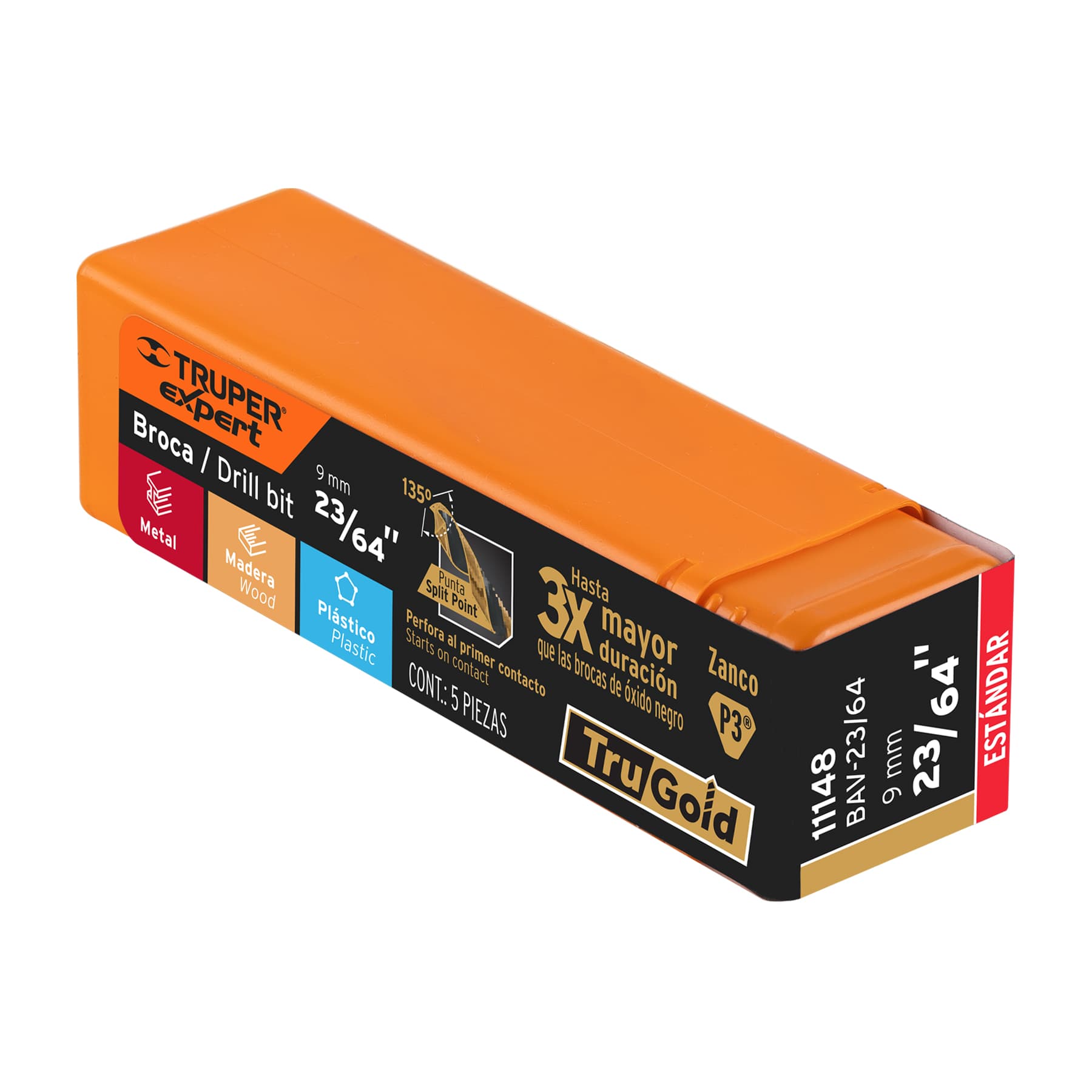 Broca HSS 23/64' Trugold para metal, TRUPER EXPERT - Imagen 3