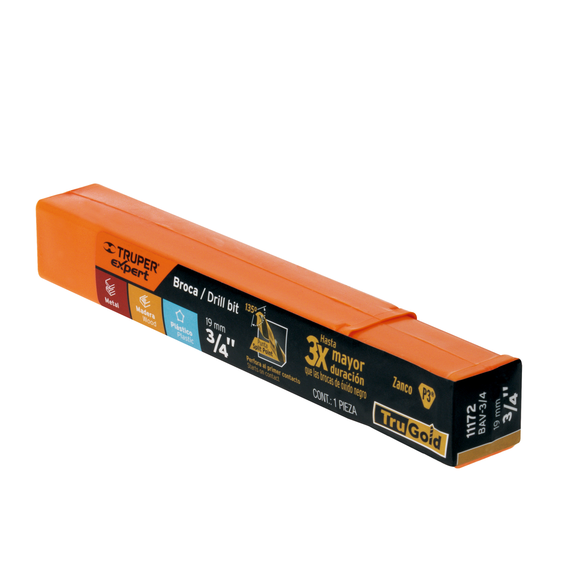 Broca HSS 3/4' Trugold para metal, TRUPER EXPERT - Imagen 3
