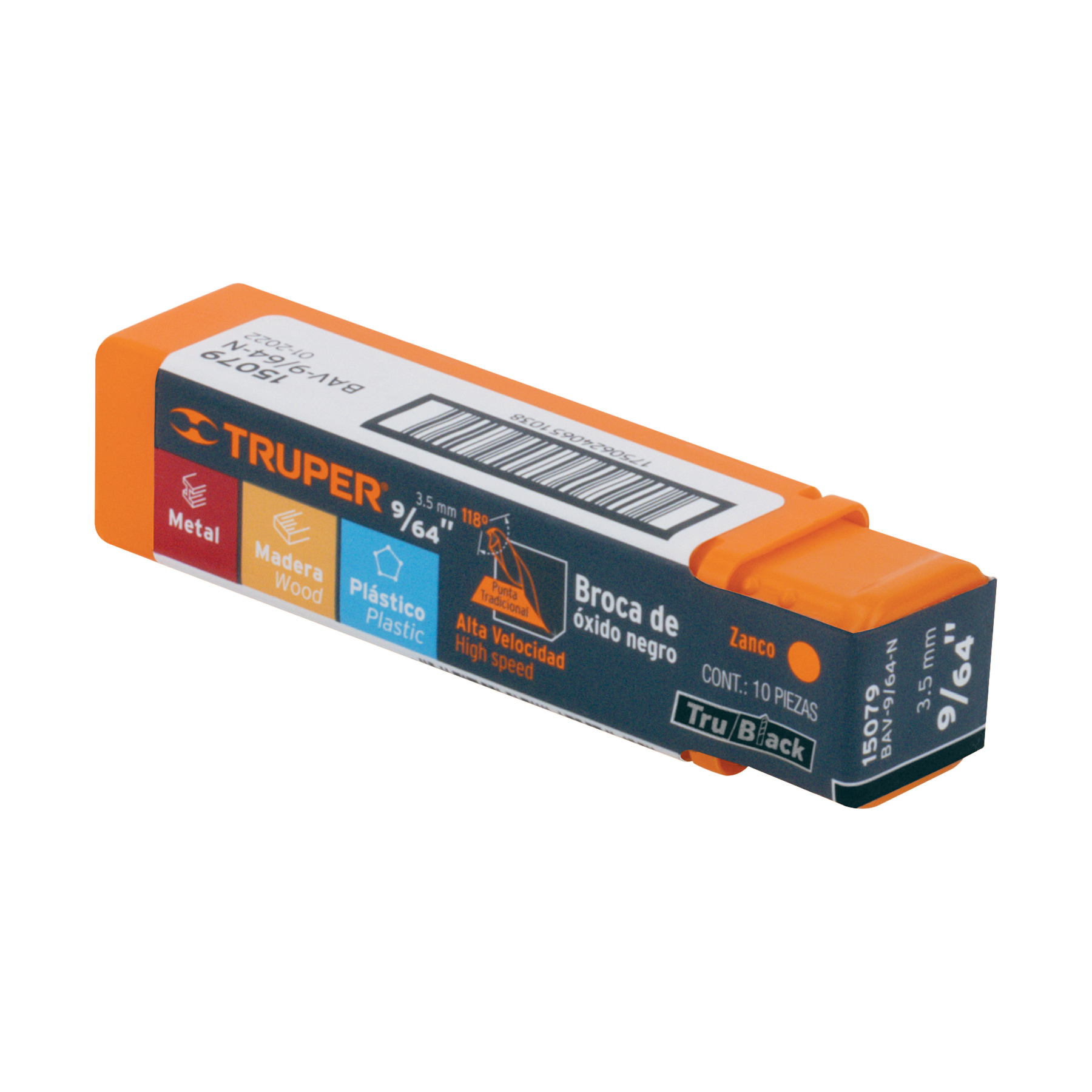Broca HSS 9/64' Trublack para metal, TRUPER - Imagen 3