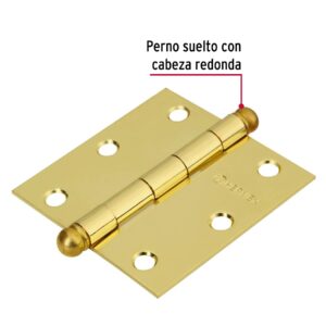 Bisagra cuadrada 3', latonado, cabeza redonda, HERMEX - Imagen 3