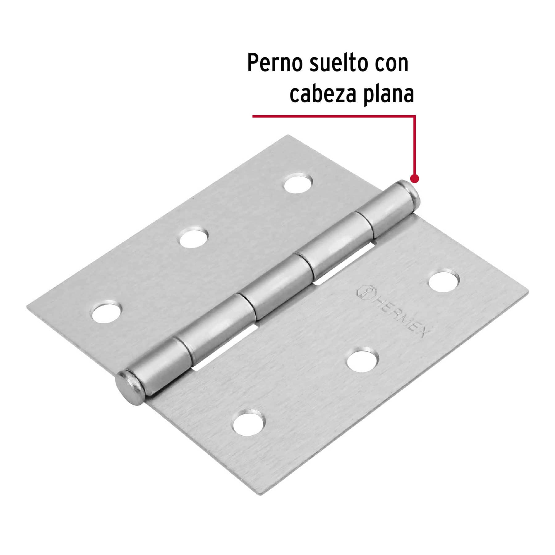 Bisagra cuadrada 3', satinado, cabeza plana, BASIC - Imagen 3