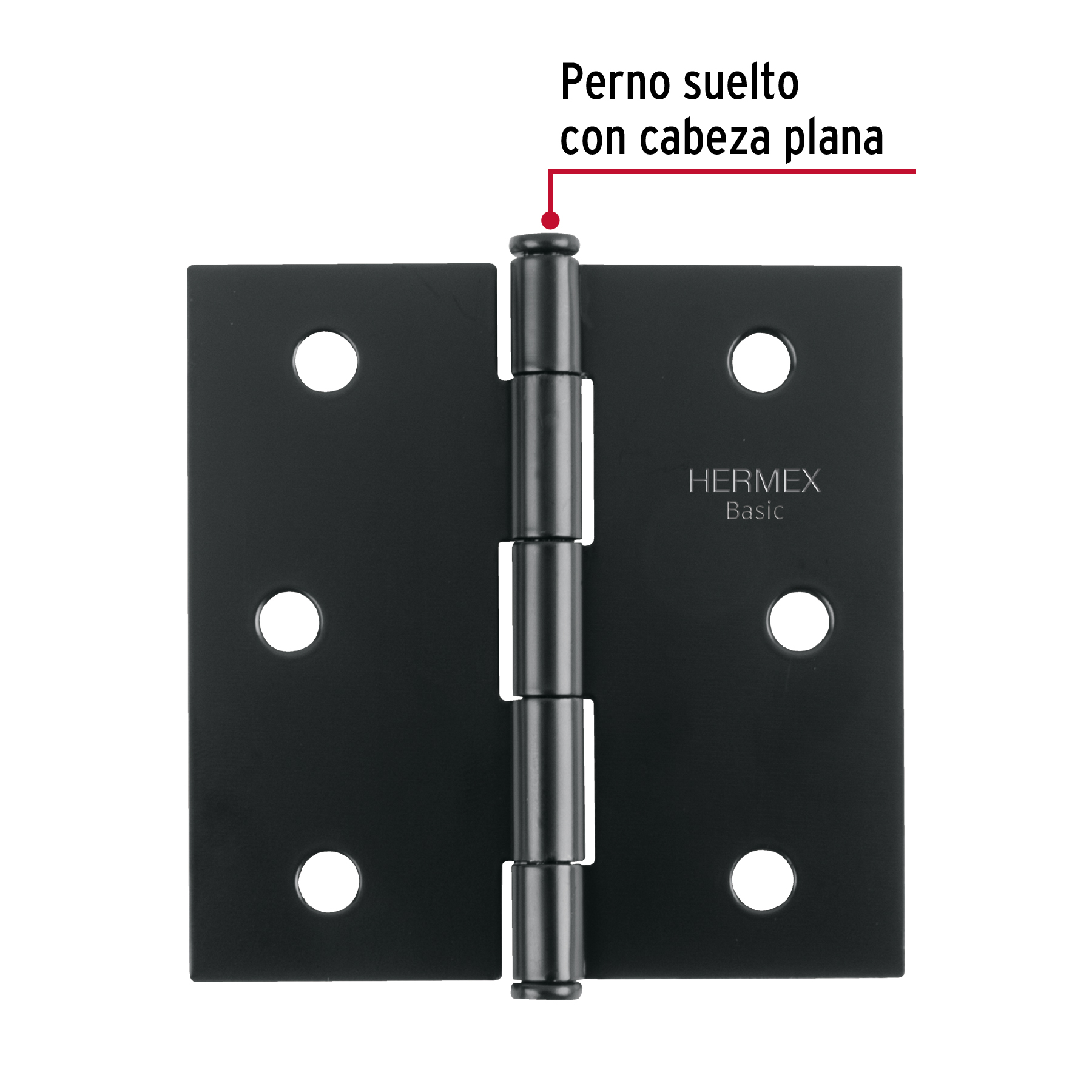 Bisagra cuadrada 3', negro mate, cabeza plana, BASIC - Imagen 3