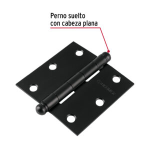 Bisagra cuadrada 3', negro mate, cabeza redonda, HERMEX - Imagen 3