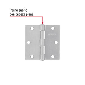 Bisagra cuadrada 3-1/2', satinado, cabeza plana, HERMEX - Imagen 3