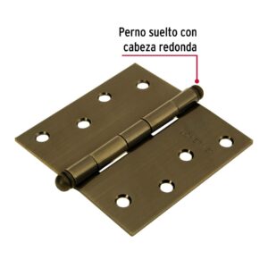 Bisagra cuadrada 4', latón antiguo, cabeza redonda, HERMEX - Imagen 3