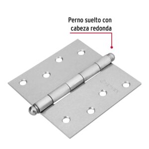 Bisagra cuadrada 4', satinado, cabeza redonda, HERMEX - Imagen 3
