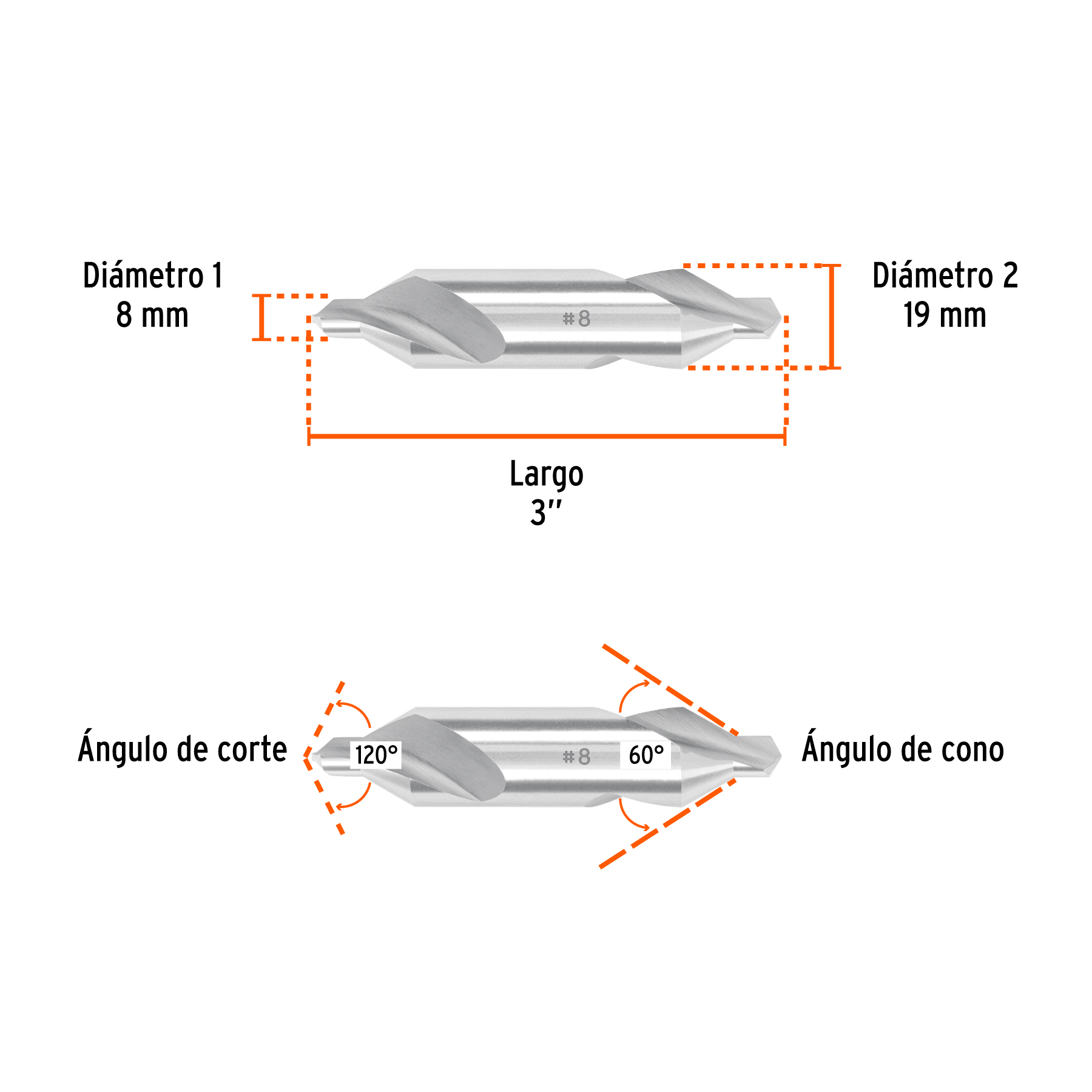Broca para centrar con doble punta #8, TRUPER - Imagen 3