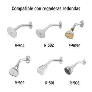 Brazo de acero cromado y chapetón de acero inox p/regadera - Imagen 7