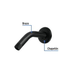 Brazo corto con chapetón para regadera, negro mate, AQUA - Imagen 4