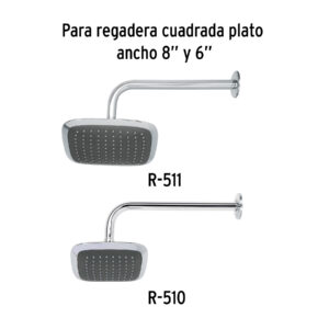 Brazo recto con chapetón para regadera, 30 cm, cromo, FOSET - Imagen 4