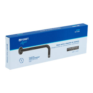Brazo recto con chapetón para regadera, 30 cm, negro mate - Imagen 4