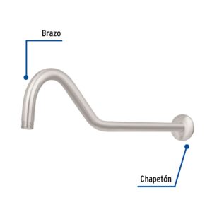Brazo y chapetón tipo gancho para regadera, 50 cm, satinado - Imagen 3