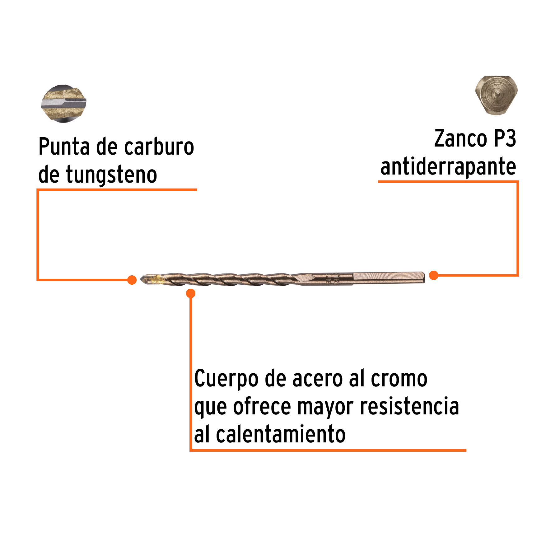 Broca para concreto de 3/16 x 4' en blíster, TRUPER - Imagen 4