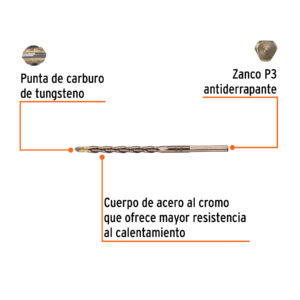 Broca para concreto de 3/16 x 4', TRUPER - Imagen 3