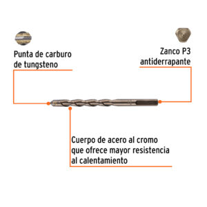 Broca para concreto de 3/8 x 5' en blíster, TRUPER - Imagen 4