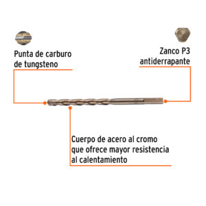 Broca para concreto de 3/8 x 6', TRUPER - Imagen 3