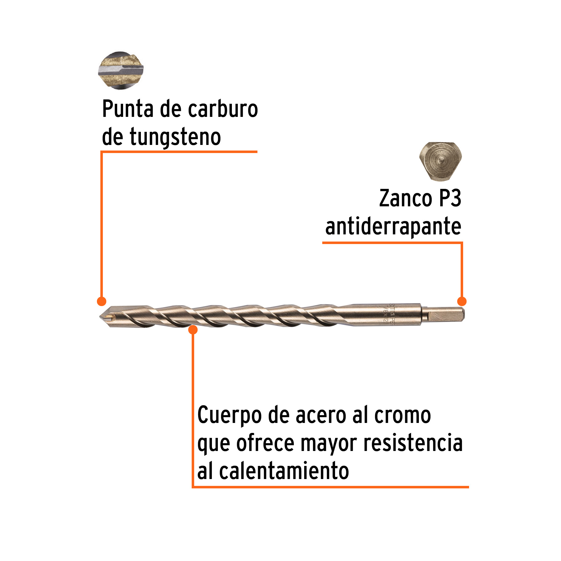 Broca para concreto de 7/8 x 12', TRUPER - Imagen 3