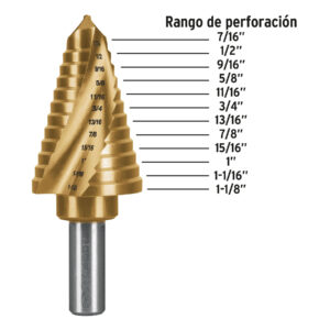 Broca escalonada titanio 12 escalones 7/16' a 1-1/8', EXPERT - Imagen 4