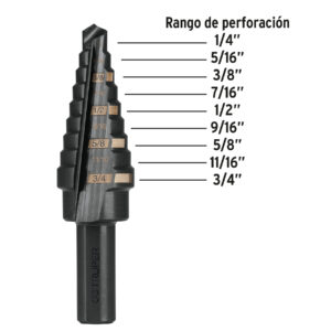 Broca escalonada óxido negro 9 escalones 1/4' a 3/4', TRUPER - Imagen 4