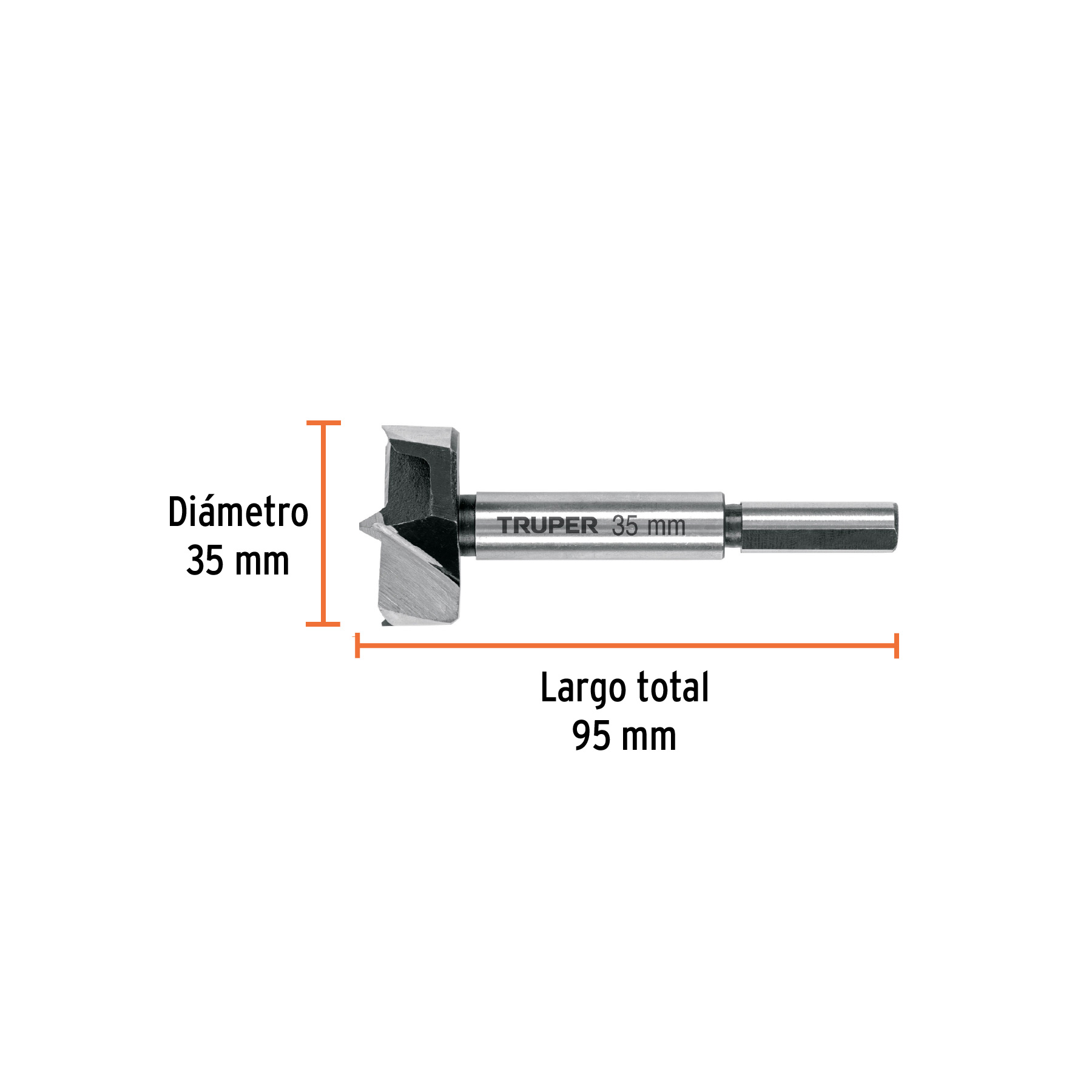 Broca forstner 35 mm para madera, TRUPER - Imagen 3