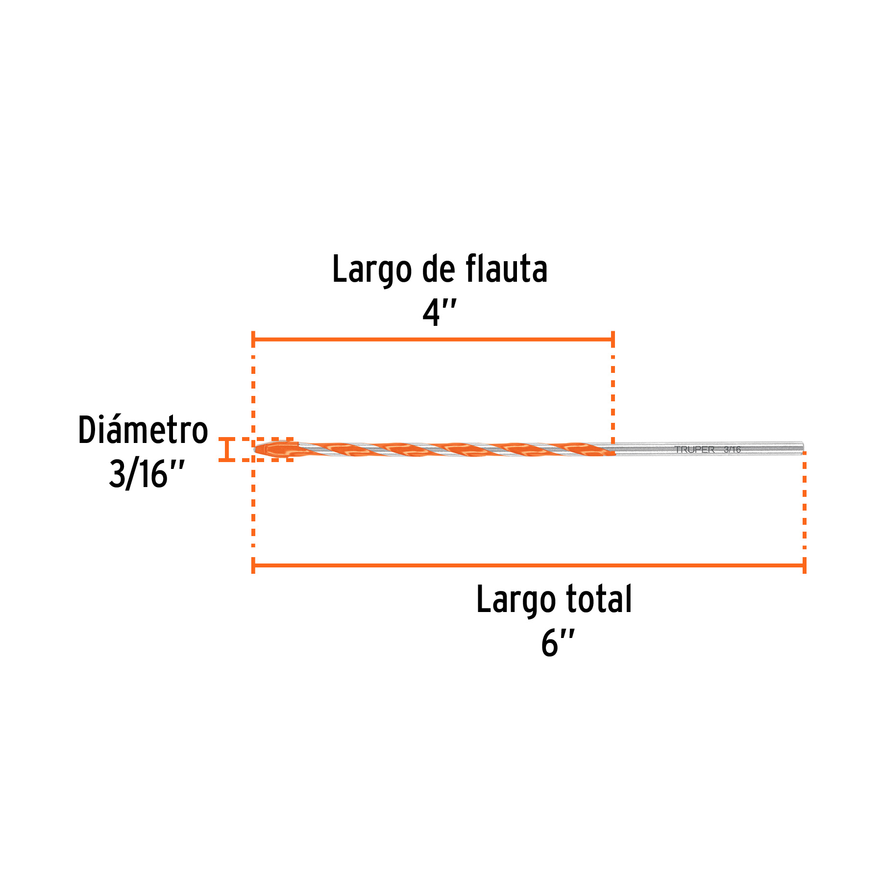 Broca multimaterial 3/16 x 6', TRUPER - Imagen 4