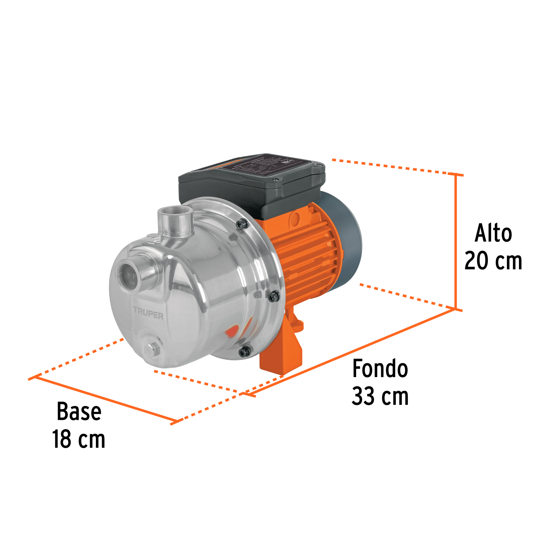 Bomba tipo jet, cabezal de acero inoxidable, 1/2 HP, TRUPER - Imagen 5
