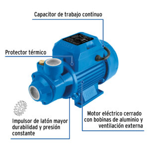 Bomba periférica 1/2HP, altura máx 25m, uso agrícola, FOSET - Imagen 4