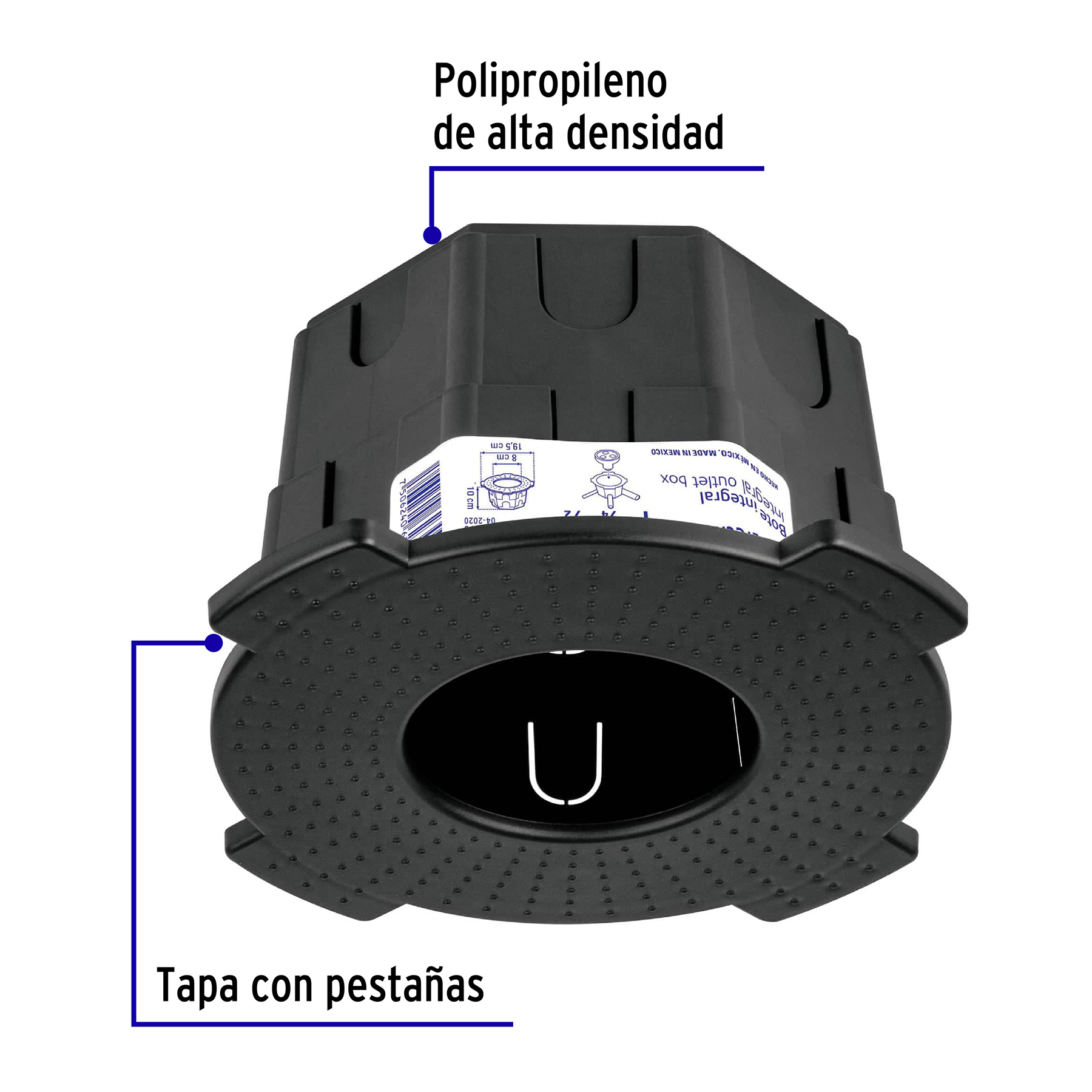 Bote integral de 10 cm, aro interno de 8 cm, VOLTECK - Imagen 3