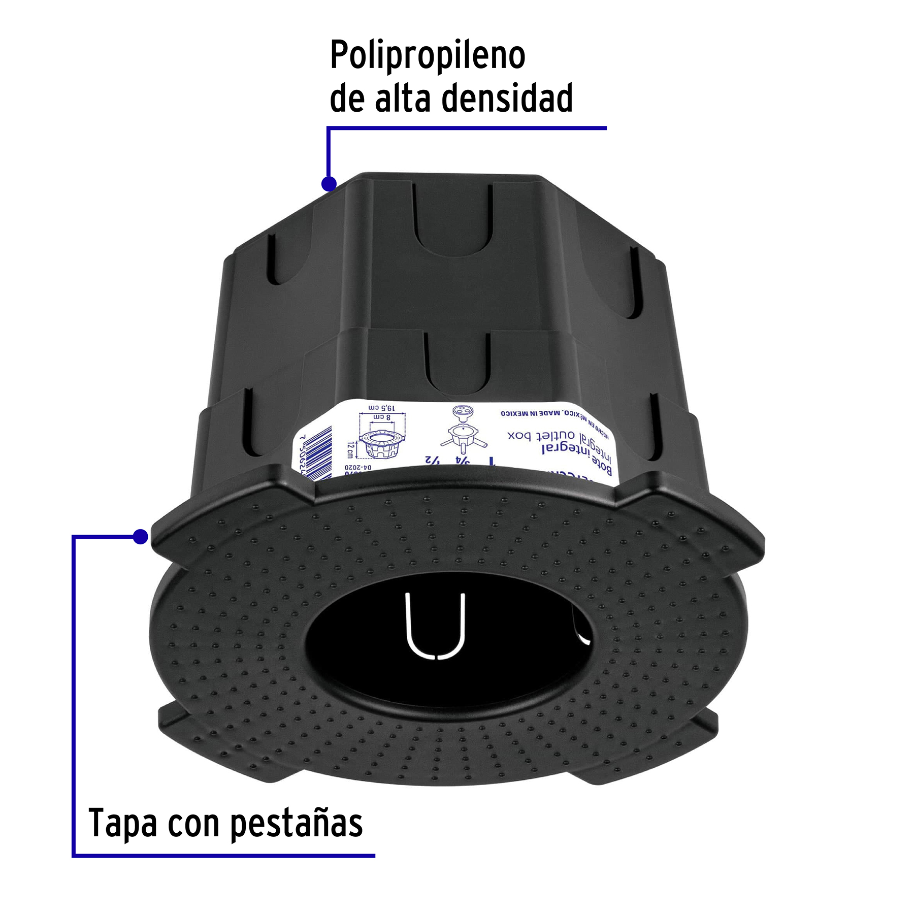 Bote integral de 12 cm, aro interno de 8 cm, VOLTECK - Imagen 3
