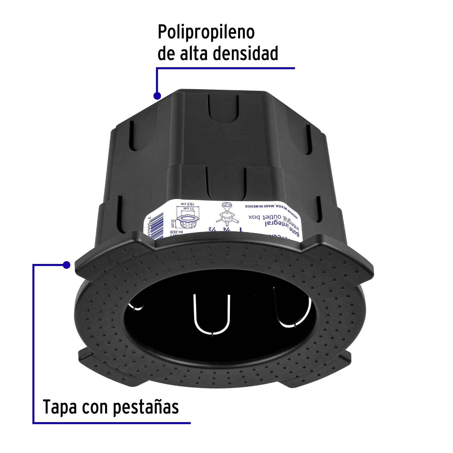 Bote integral de 12 cm, aro interno de 11 cm, VOLTECK - Imagen 3