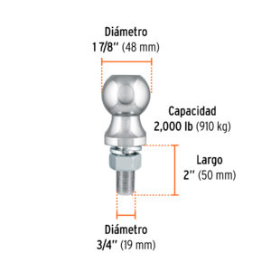 Bola de arrastre para remolque, 1-7/8', 2,000 lb, TRUPER - Imagen 5