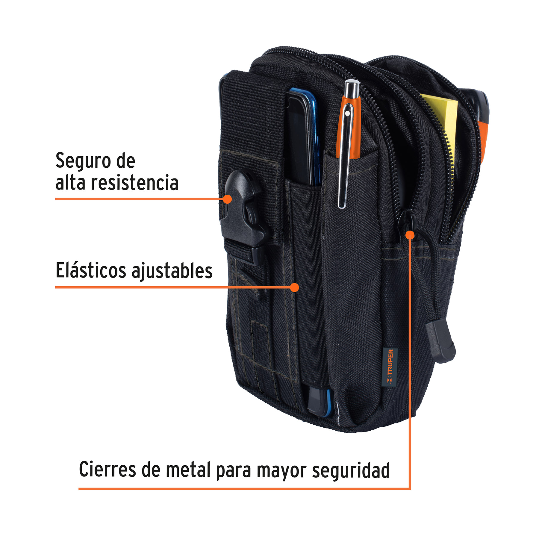 Bolso táctico negro para cinturón, TRUPER - Imagen 5