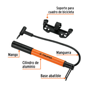 Mini bomba manual para bicicleta, 60 PSI, TRUPER - Imagen 3