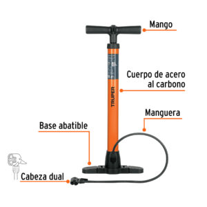 Bomba manual para inflar, 100 PSI, TRUPER - Imagen 3